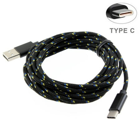 Black Durable Braided 10ft Long Type-C Cable Rapid Charge USB Wire Sync USB-C Power Data Cord Z6G for Alcatel Idol 5 - ASUS ZenFone 4 Pro AR V Live - Essential (Best Synth For Live Performance)