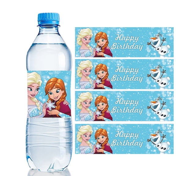 Cartoon and anime water bottle labels, 50 sheets Ice Princess of waterproof beverage bottle stickers, suitable for birthday parties, baby showers, and themed party decorations