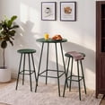 thumbnail image 4 of Best Choice Products 3-Piece Steel Patio Bar Height Round Bistro Set w/ Backless Stools, Slatted Design - Dark Green, 4 of 9