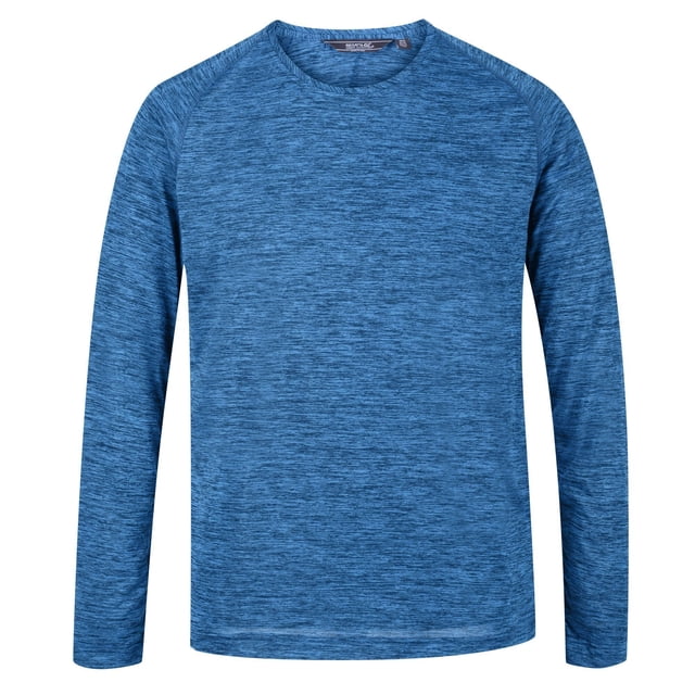 Regatta - Camiseta Jaspeada Burlow Manga Larga Hombres (Azul Náutico Jaspeada)