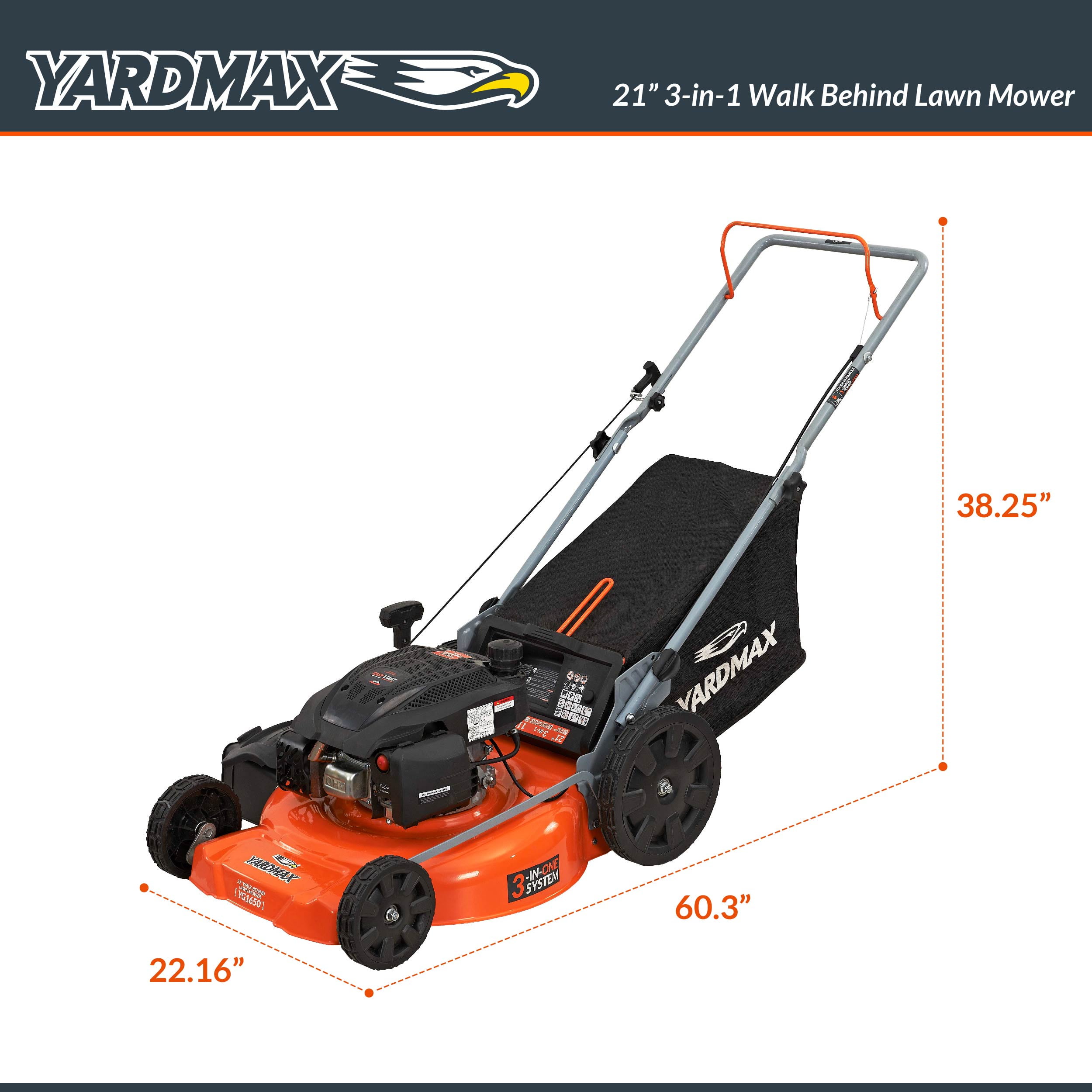 YARDMAX 21 170cc 3-in-1 Gas Walk Behind Push Philippines Ubuy