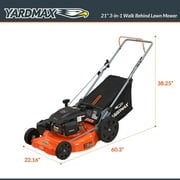 YARDMAX 21 in. 170cc 3-in-1 Gas Walk Behind Push Lawn Mower with High Rear Wheels