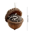 thumbnail image 3 of Christmas Animal Acorn Ornament, 2D Realistic Woodland Hanging Ornaments for Christmas Decoration (Raccoon), 3 of 3