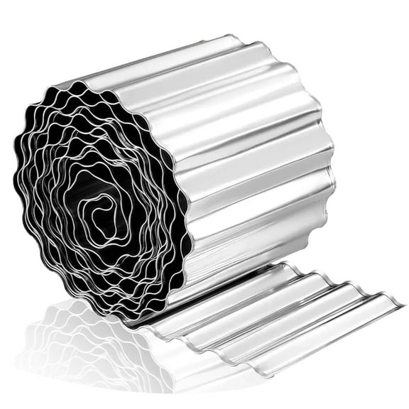 20 ft. x 8 in. Corrugated Metal Edging Silver Durable Stylish Versatile Hemmed Safety For Lawn Garden Flower Bed