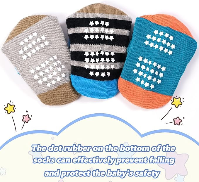 Toddler Baby Non Slip Ankle Socks with Grippers Kids Boys Girls Socks 12 Pairs for 1-7 Years Infant Children