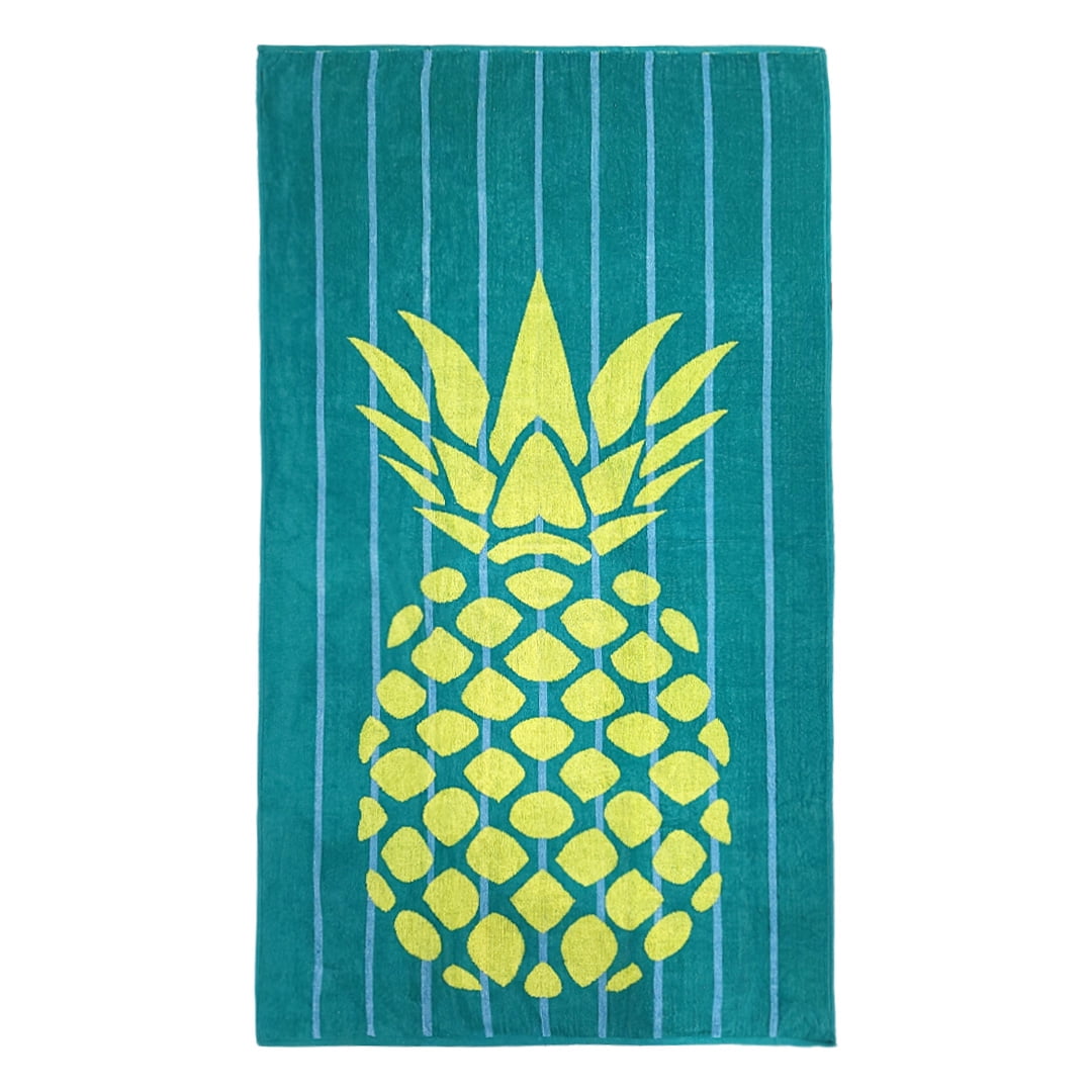 Kaufman - Premium 2-Pack Velour Oversized Double Jacquard Reversible 750 GSM Beach, Pool Towel, Plush Towel, 40in x 70in, Luxurious 100% Cotton (Green/PIN)