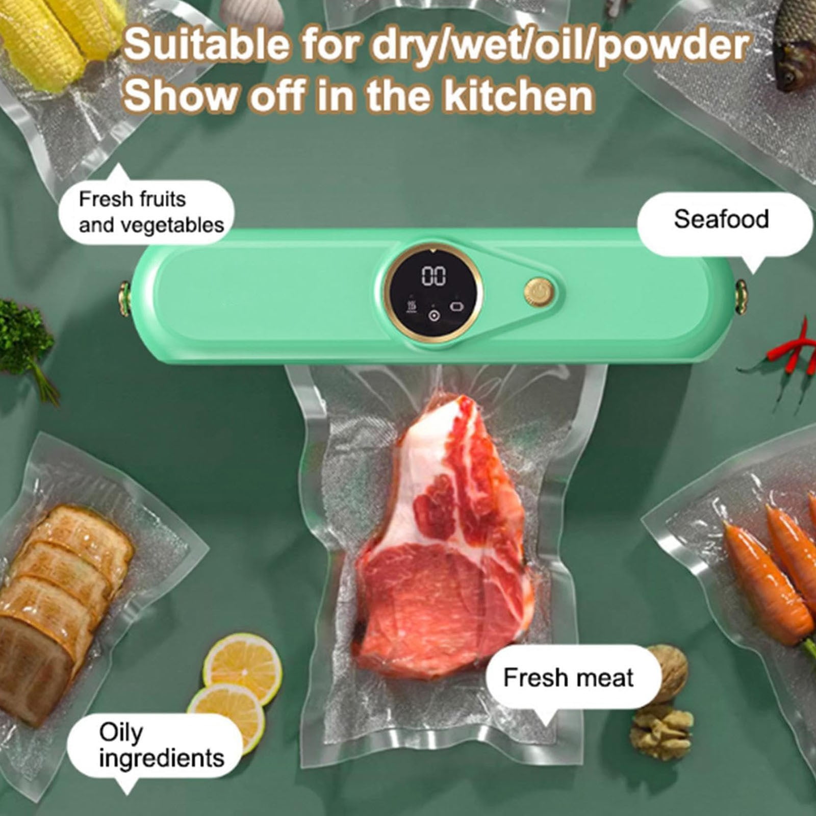 Automatic Food Vacuum Sealer Machines With 10 Free Bags, Food Sealers Vacuum Sealing Systems Dry Wet Food Sealers for Food Preservation Meal Prep,60kPa Strong Suction One-Touch Operation,Purple