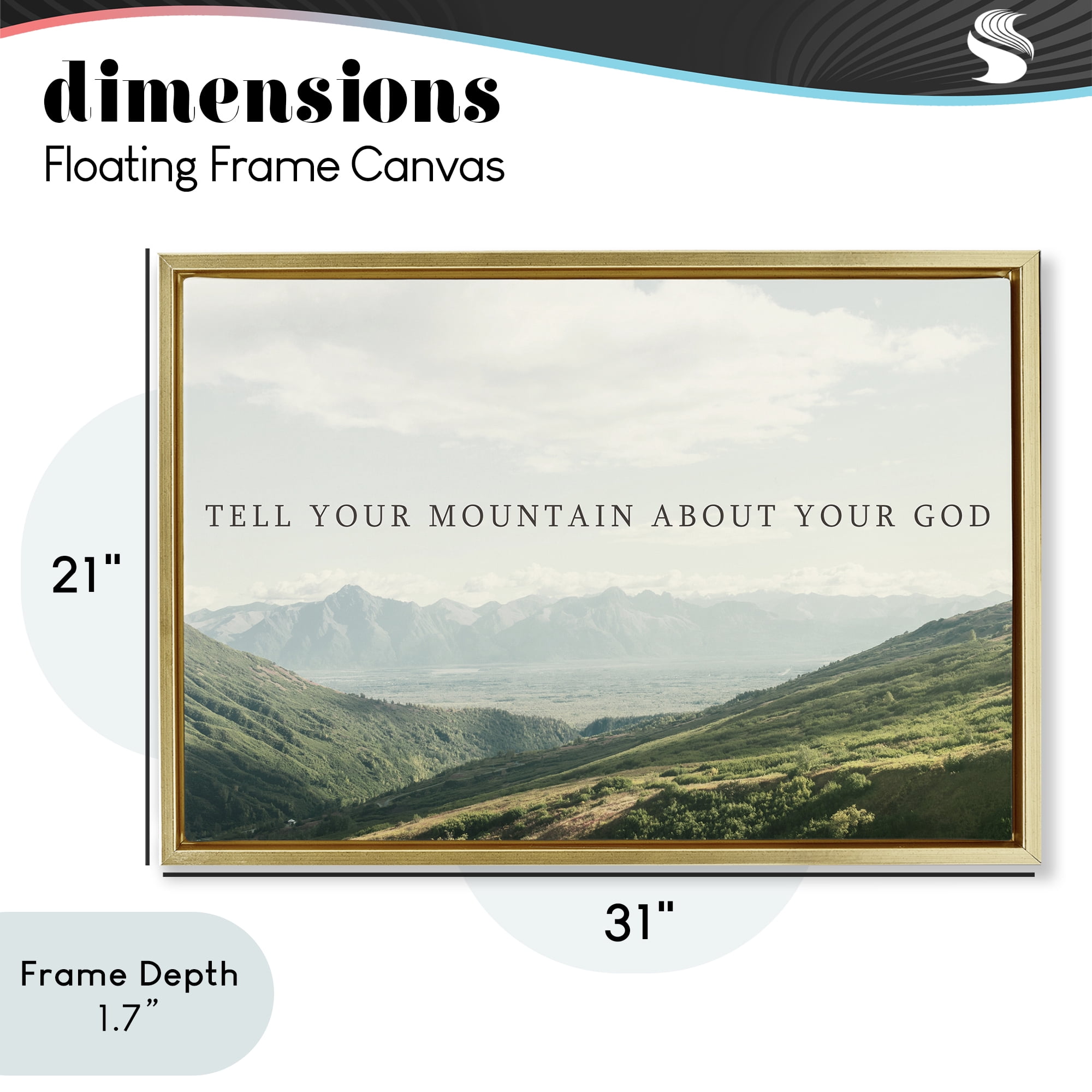 Stupell Industries Tell Your Mountain About God Gold Framed Floater Canvas Wall Art, design by Kali Wilson