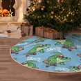 thumbnail image 6 of Daiia Crocodile Riding Skateboard Drawing Merry Christmas Tree Skirt , Xmas Large Lace-up Tree Skirt, Santa Snowflakes Rustic Home Decorations New Year Party Farmhouse Decor-36", 6 of 7