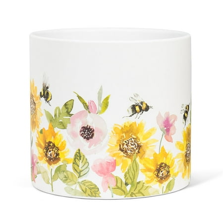 Set of 4 Sunflowers & Bees Large Planter