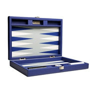 Silverman & Co. 13-inch Premium Backgammon Set - Travel Size - Indigo Blue Board
