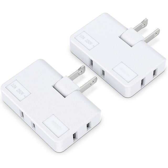 Tête de conversion, Mistaha Rallonge de Prise Murale Plate à 3 Voies Adaptateur CA - Mini Prise Murale Intérieure Pivotante à 2 Broches Répartiteur de Prise