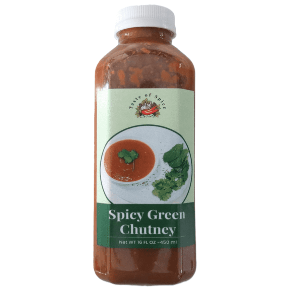 Taste Of Spice Spicy Green Chutney, Gluten-Free, 16 Oz, Sour and Spicy