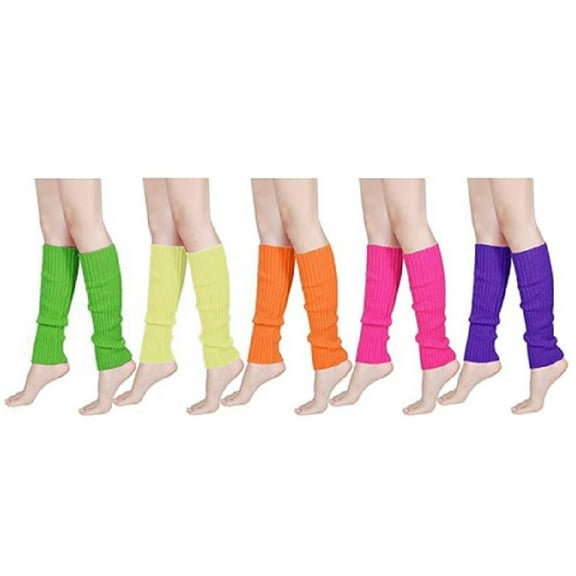 80s Women Neon Leg Warmers Knit Ribbed Leg Warmer for Party Accessories
