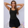 thumbnail image 4 of DARING DIVA Women's Ribbed Square Neck Slim-Fit Lace Trim Tank Tops M Black, 4 of 6