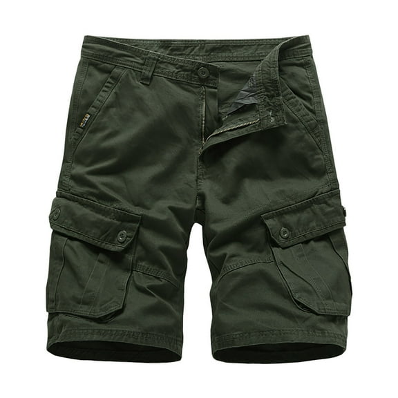 Kvture Men's Cotton Plus Size Cargo Shorts Multi-Pockets Solid Color Shorts Summer Loose Lightweight Beach Shorts Work Pants Army Green XXL