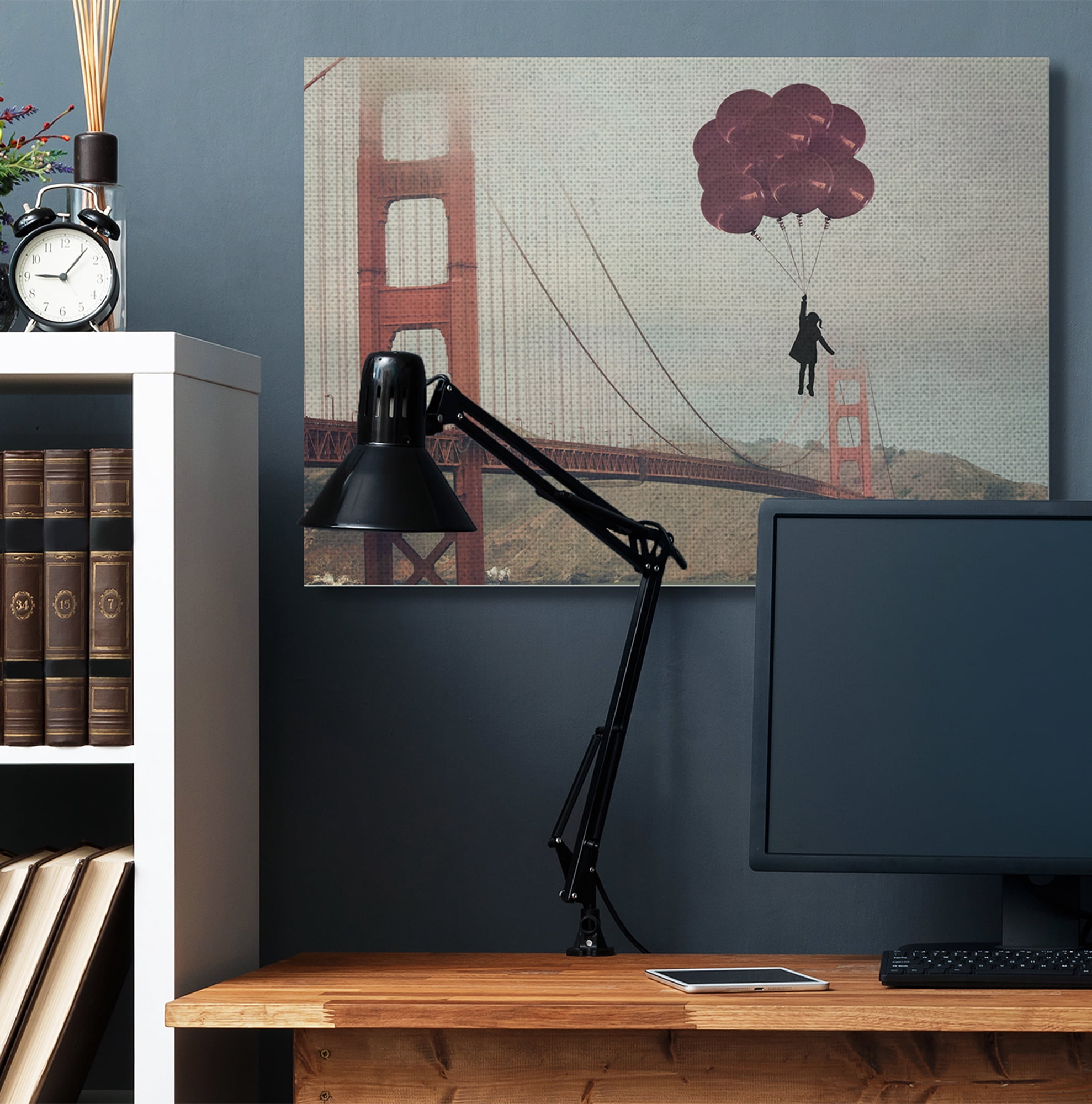 Stupell Home Décor Bridge Girl Balloons Abstract Modern Collage Design Canvas Wall Art by Ashley Davis