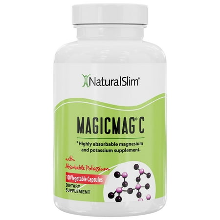 NaturalSlim MagicMag C Magnesium Citrate Capsules â€“ Magnesium Supplement with Natural Potassium | Sleep Support, Heart Health, and Muscle Cramp Relief | Gluten-Free, 100 Capsules (1 Pack)