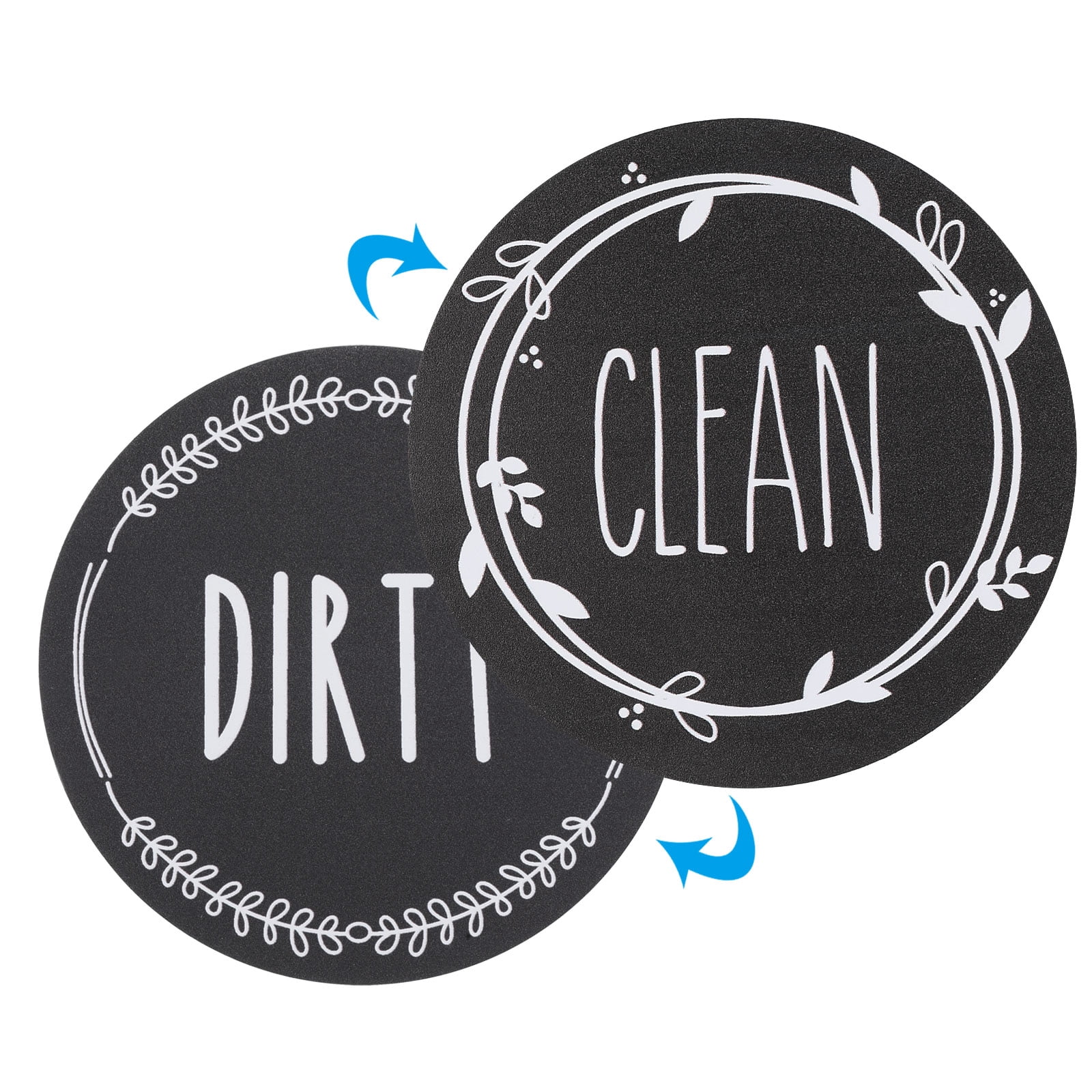 Unique Bargains Dirty Clean Dishwasher Magnet Round Refrigerator Sign Magnet Black