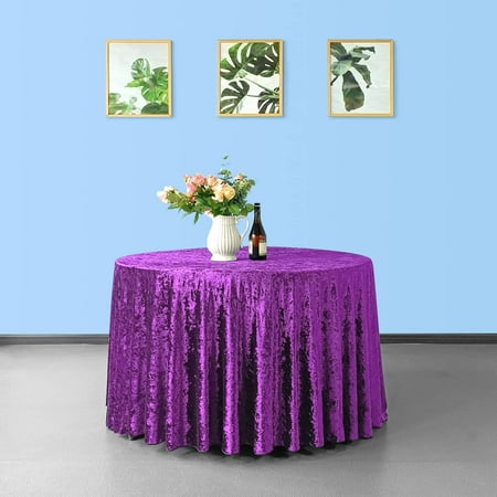 

Trimming Shop 108 Inch Crushed Velvet Round Tablecloth Polyester Decorative Washable Glitz Fabric Purple Table Cover - 10pcs