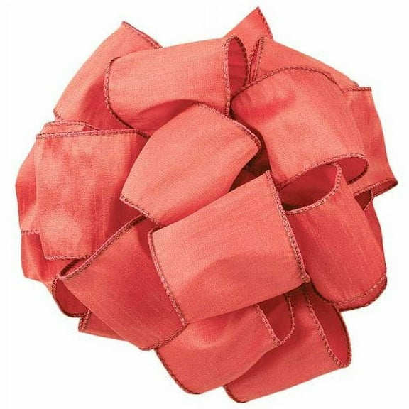 Offray Anisha Wired Edge Ribbon, 1-1/2-Inch by 25-Yard, Red/Coral