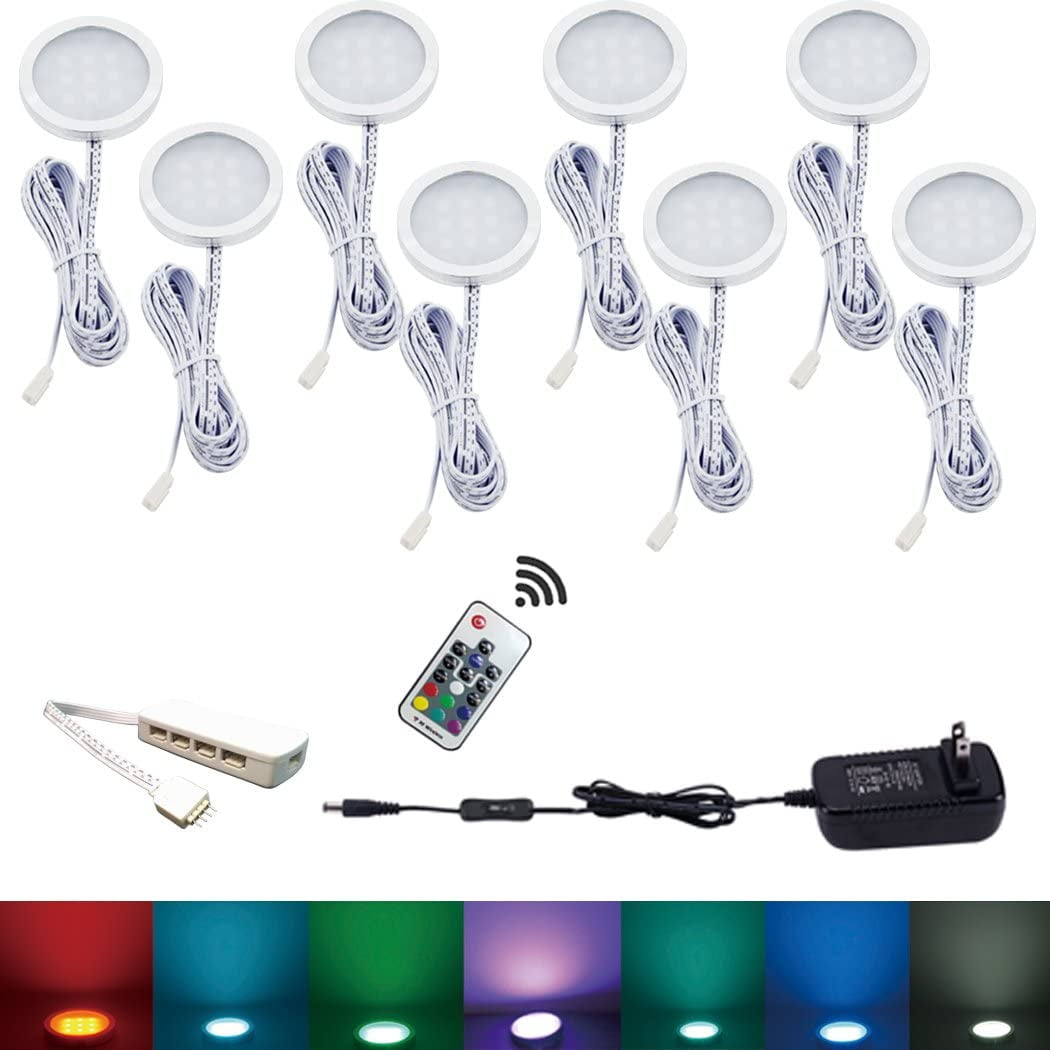 Aiboo RGB LED Under Cabinet Lighting Kit 4 Pack Color Changing Puck Lights... 