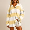 thumbnail image 7 of dGslk Womens Long Sleeve Striped Polo Shirt Loose Fit Casual Button Down Pullover Lightweight Top for Everyday Wear Yellow M, 7 of 7