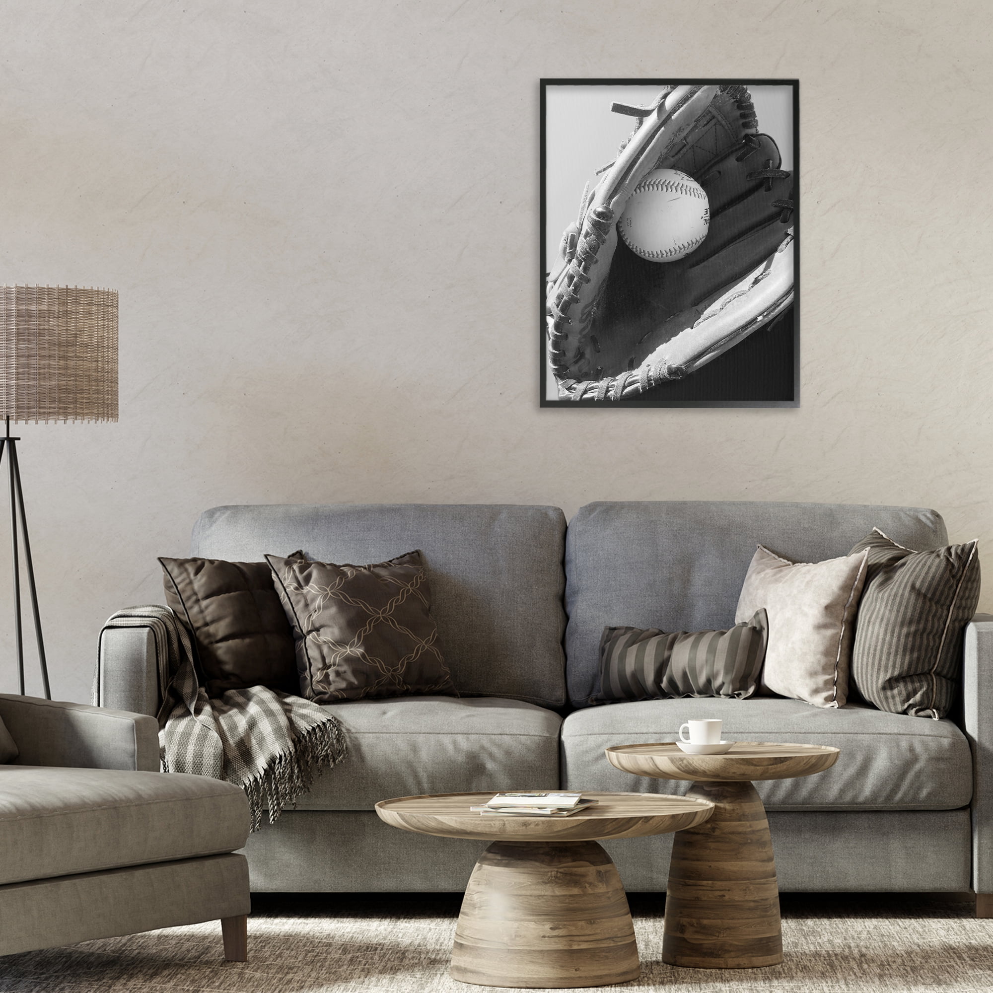 Stupell Industries Nice Catch Baseball Black Framed Giclee Art, design by Marcus Prime