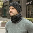 thumbnail image 3 of YAOBAMM Windproof Warm Hat Men Winter Hat Scarf Set Knitted Solid Color Plush Warm Windproof Neck Ear Protection Outdoor, 3 of 7