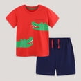 thumbnail image 2 of TOWED22 Toddler Kids Baby Boy Clothes Summer 2 Pieces Giraffe Print Short Sleeve Shirt Elastic Waist Shorts Outfits(Red,6-7 Y), 2 of 9