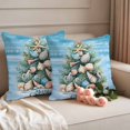 thumbnail image 3 of Pack of 2 Outdoor Pillow Covers 24x24 Inch Waterproof Blue Coastal Christmas Throw Pillow Covers,Decorative Couch Pillow Shams Protectors Nautical Summer Beach Shell Conch Patio Cushion Pillowcases, 3 of 8