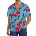 thumbnail image 3 of KLL Cherry Print Men's Shirt Short Sleeve Button Down Summer Cuba Beach Shirts- XX-Large, 3 of 7