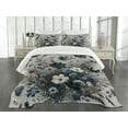 thumbnail image 4 of Ambesonne Navy Blue Quilted Bedspread Set 3 Pcs, Wildflowers Monochrome, Queen Size, Dark Petrol Blue Coconut, 4 of 4