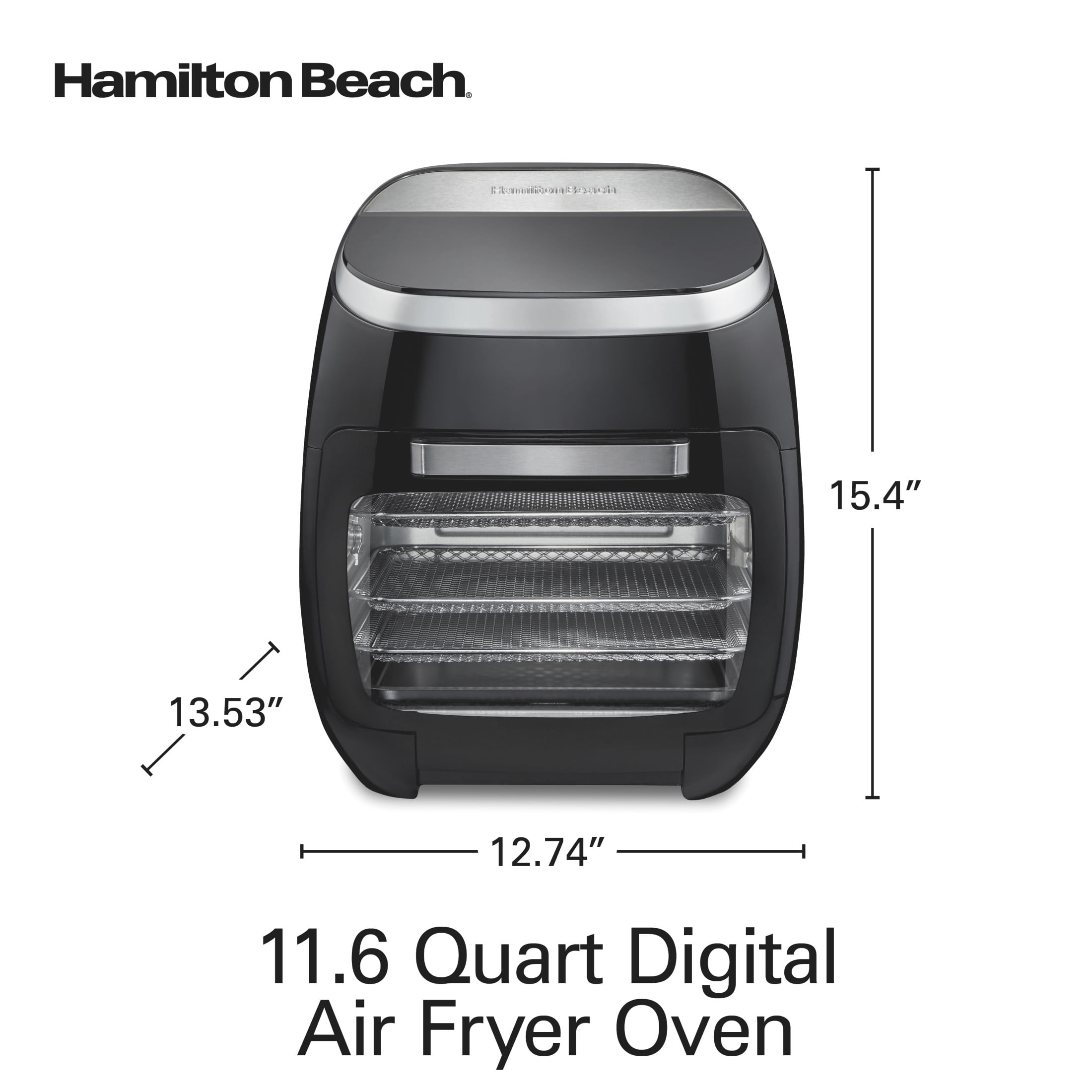 Hamilton Beach 11.6 Quart Air Fryer Oven with Rotisserie, Black and Stainless Steel