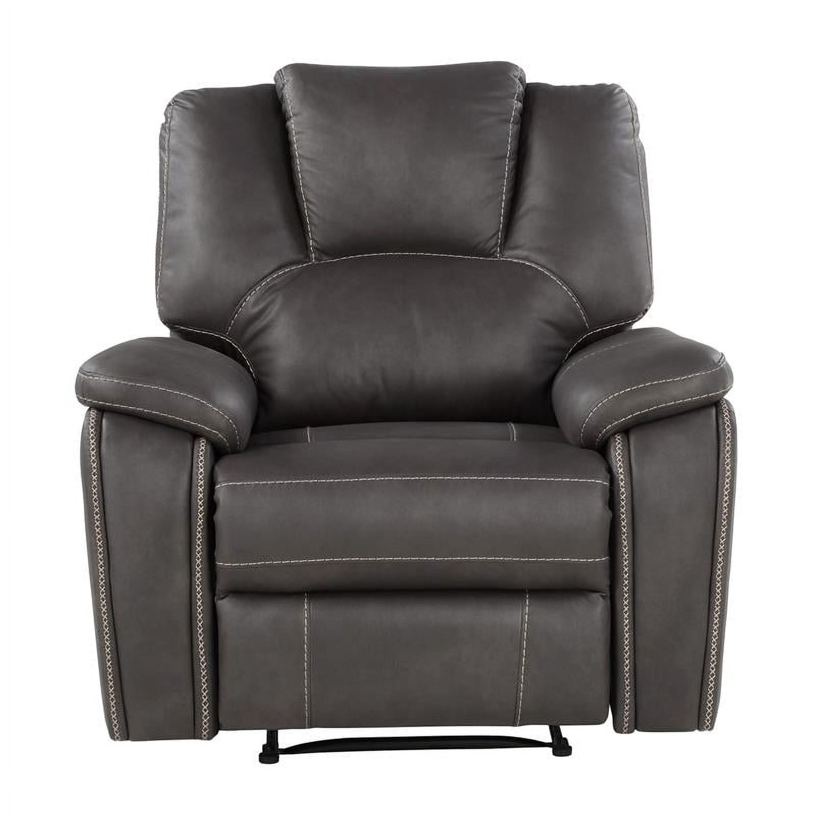 Steve Silver Katrine Charcoal Gray Faux Leather Manual Recliner with Sinuous Spring Construction