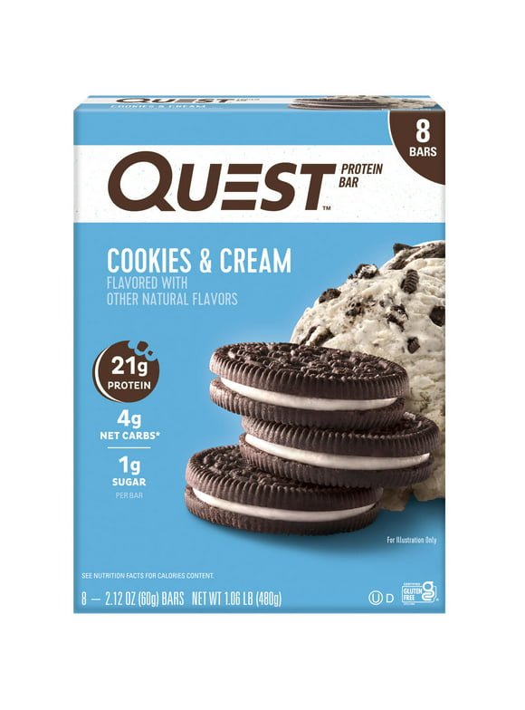 Quest Protein Bar, High Protein, Low Carb, Cookies & Cream, 8 Pk