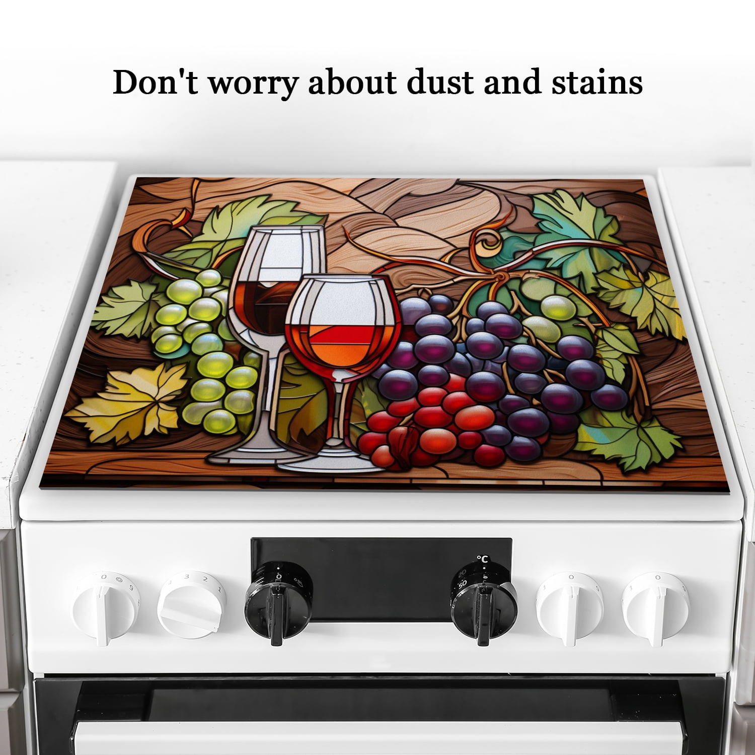 Burner Covers for Electric Stove, Wine Glass and Vines Pattern Stove Top Covers, Decorative Protector Mat for Kicthen RV (28×20 Inch)
