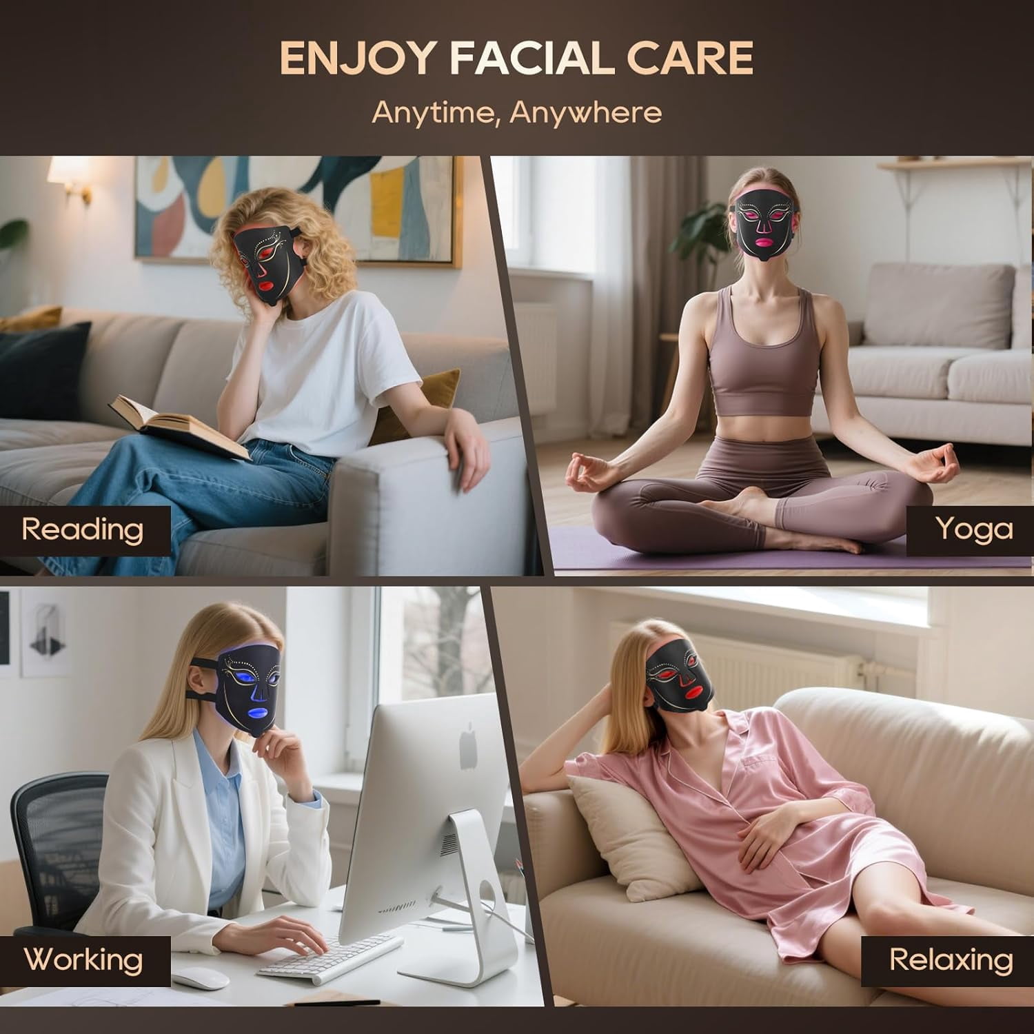 Morfone Red Light Therapy for Face, 4 Modes Led Face Mask Light Therapy with Remote, Portable Light Therapy Mask for Skin Care at Home, Travel