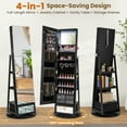 thumbnail image 6 of Giantex 360° Swivel Jewelry Cabinet, Standing Jewelry Armoire Organizer w/LED Light, Full Length Mirror & Dressing table, Black, 6 of 9