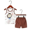 thumbnail image 3 of Otqutp Little Child Clothes Set 1-7 Years Children Sleeveless Vest T Shirt Top+Long Pant Outfit Elastic Waist Shorts Set 2Pcs Summer Clothes Set(U,6-7 Years), 3 of 7