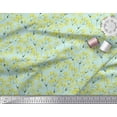 thumbnail image 2 of Soimoi Green Silk Fabric Yellow Mustard Leaves Print Fabric by the Yard 44 Inch Wide, 2 of 3