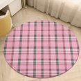 thumbnail image 4 of Pink Plaid Pattern Rugs Trea Rugs Not-Slip Round Rugs Area Carpets for Living Room Carpet, 4 of 6