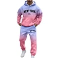 thumbnail image 2 of Jogging Suits for Men 2 Piece Set Color Patchwork Loose Fit Hoodie Sweatshirt and Joggers Sweatpants Sets Versatile Fall Fashion Sport Suits Winter Clothes Outfits, 2 of 5