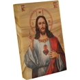 Jesus Christ Sacred Heart Full Color Icon from Israel, Holy Land Olive Wood Decor, Religious