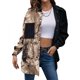 thumbnail image 1 of Moda mujer camisa de empalme estampado de leopardo cuello vuelto manga larga bolsillo de un solo pec Abanopi Medio, 1 of 7