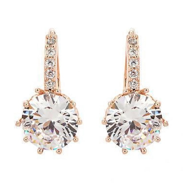 2x1 par de pendientes de aro redondo con circonita, cobre, joyería dorada a la moda 5 piezas