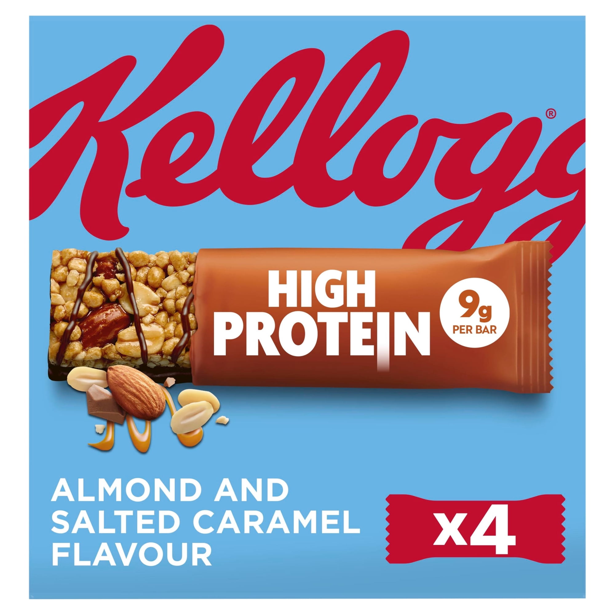 Kellogg's High Protein Almond & Salted Caramel Snack Bars 4x35g, Imported from Britain