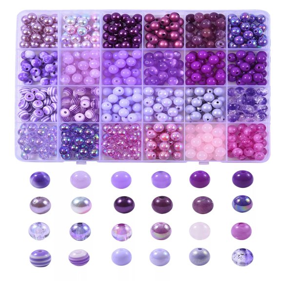 U8MO Purple Theme Acrylic Loose Beads Spacer for Jewelry Making Accessories Keychain