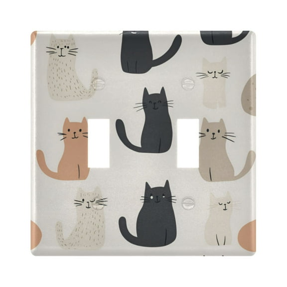Yayeee Toggle Light Switch Wall Plate 2-Gang 4.56"x4.48" Decorative Outlet Cover, Cute Cartoon Cats