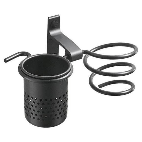 Naiovety El tenedor fácil del secador de pelo de la instalación de la aleación de aluminio con la taza cuidadosamente clasificado organiza el Accesorios de baño Negro